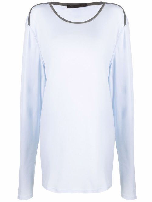 2000s pre-owned drop shoulders long-sleeved top - Blue