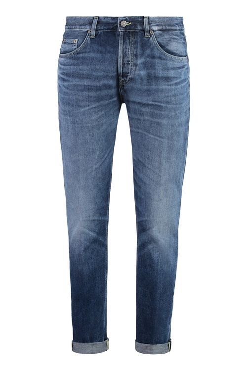Stretch Cotton Jeans with Roll-Up Cuffs