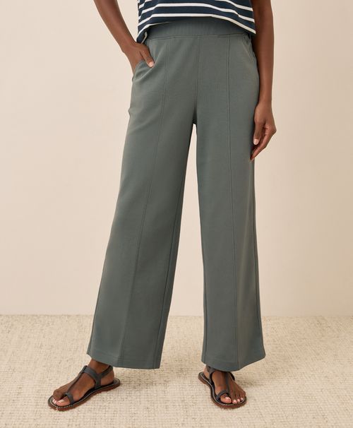 Women's Castor Green Airplane Pintuck Wide Leg Pant