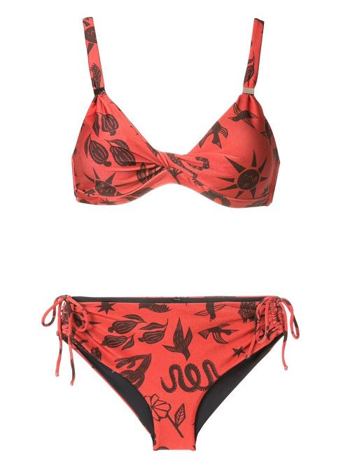 Marcela twist-detail bikini set - Brown