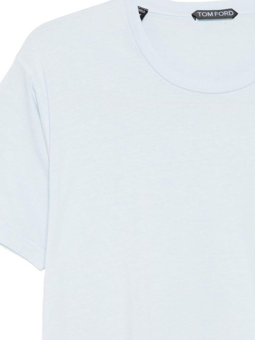 Cotton-Silk Crew T-Shirt — Blue