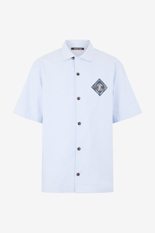 Striped Cotton Shirt With Monogram Rc Patch