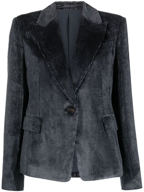 Corduroy single-breasted blazer - Blue