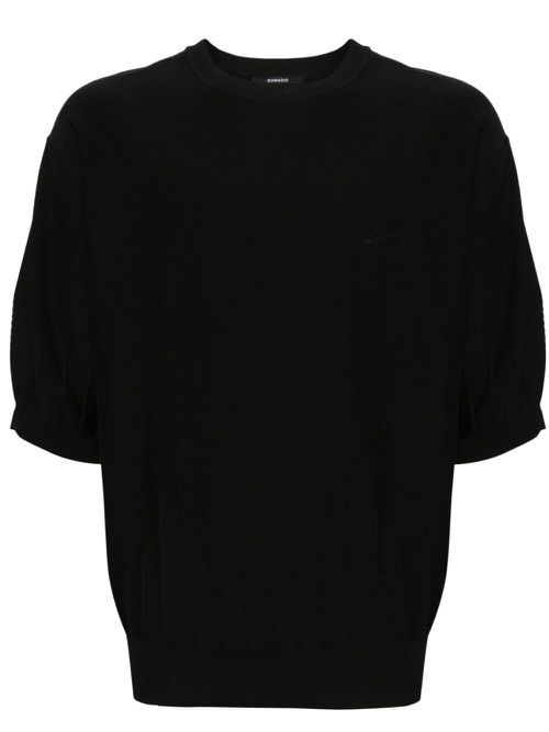 Short-sleeve knitted jumper - Black
