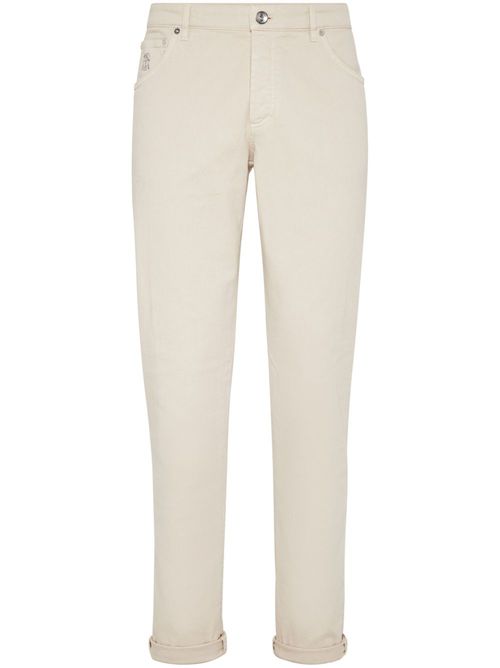 Logo-embroidered jeans - Neutrals