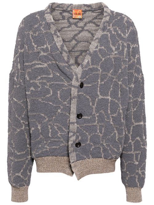 Reversible jacquard cardigan - Grey