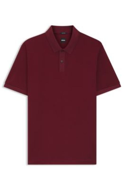 BOSS Micro-pattern polo shirt in mercerised cotton - Dark Red Men's Polo Shirt