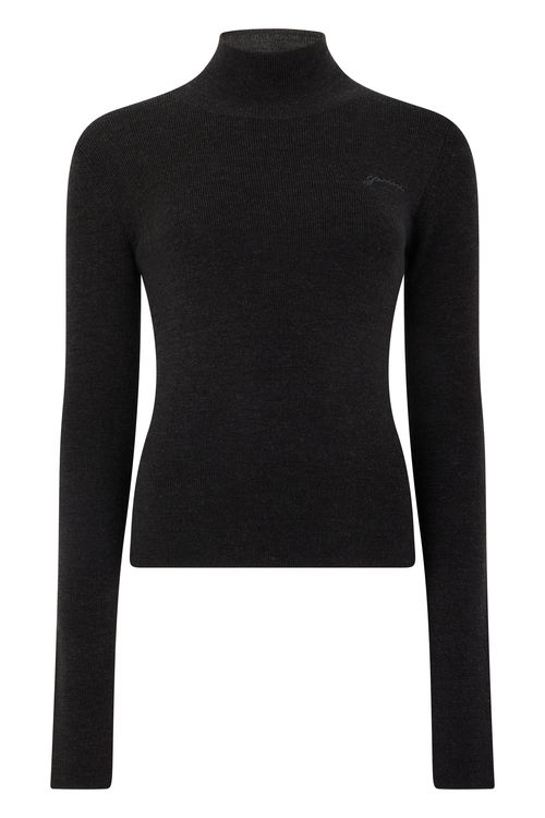 Fitted Wool Turtleneck Sweater Cropped Mini Silhouette