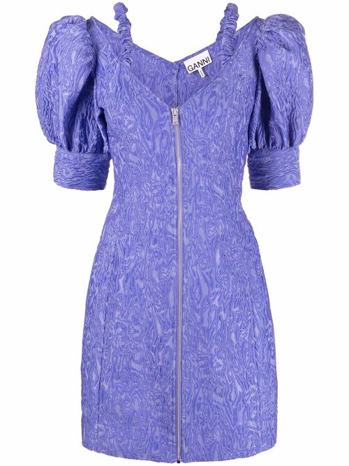 Open V-neck mini dress - 731 BLUE IRIS