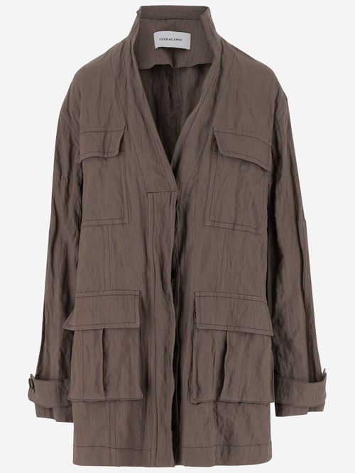 Cotton Ruched Effect Jacket
