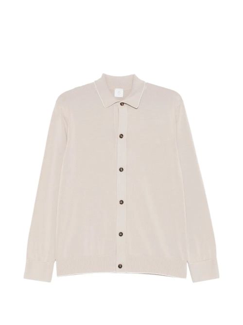 Polo-Collar Cardigan — Beige