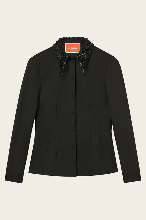 Fitted Shirt in Solid Black