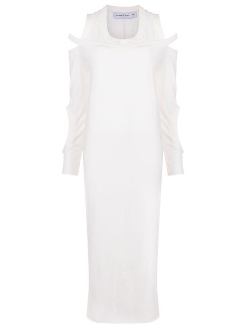 Cut out-detail midi dress - White