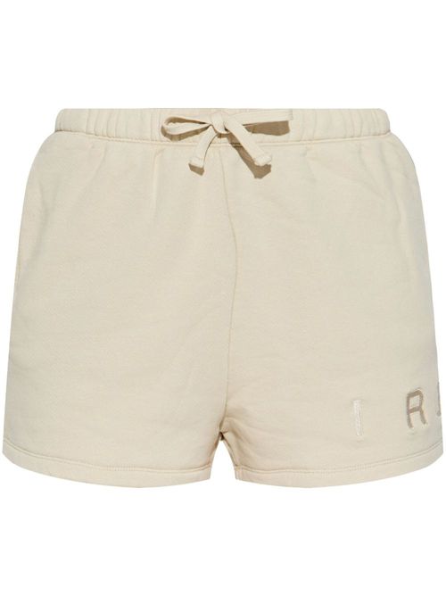 Embroidered-logo cotton shorts - Neutrals