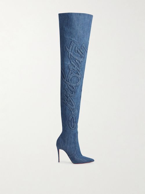 Kate Botta Loubijeans 100 Denim Pointed-toe Over-the-knee Boots