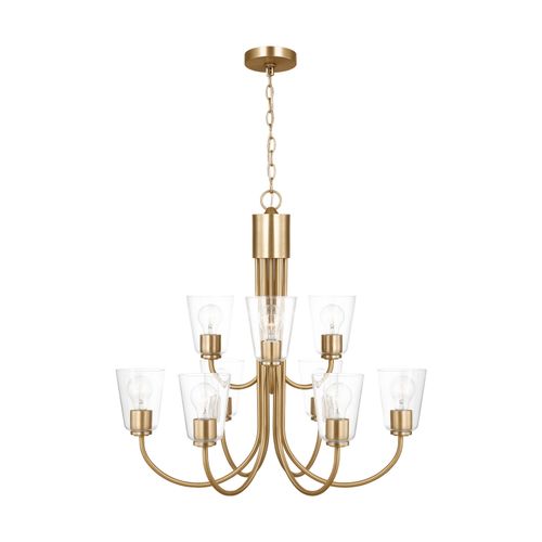 Satin Brass Chandelier from the Miles Collection
