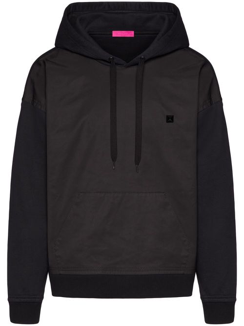 Stud detail panelled hoodie - Black