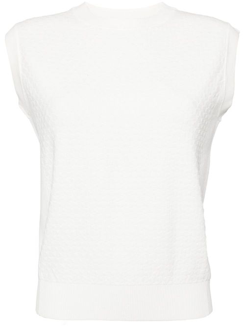Sleeveless knitted top - White