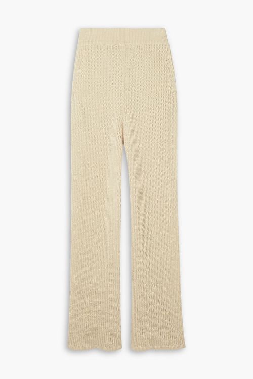 Ribbed linen-blend straight-leg pants - Neutral - FR 38