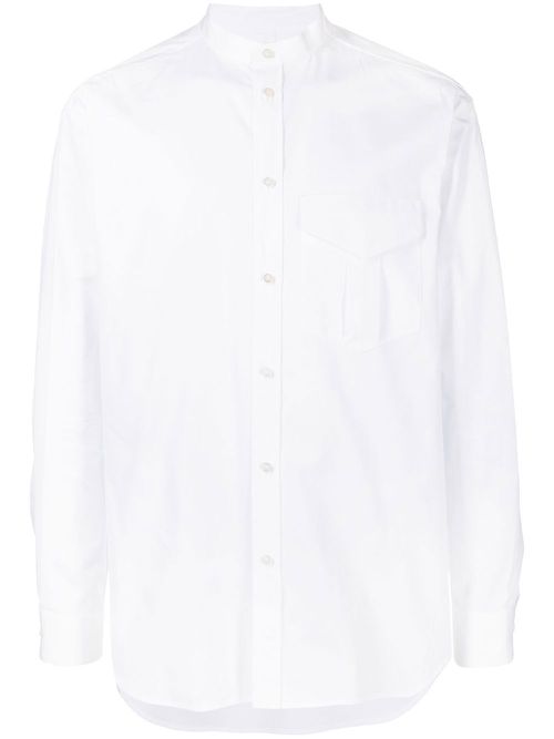 Stand-collar cotton shirt - White