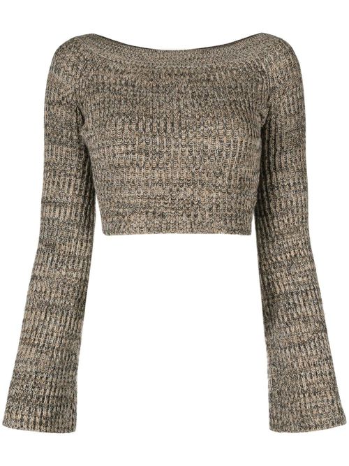 Off-shoulder mouliné jumper - Neutrals