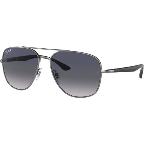 Ray - Ban Unisex Ray - Ban RB3683 004/78 Sunglasses Metal Grey Blue Squared Polarized Shaded