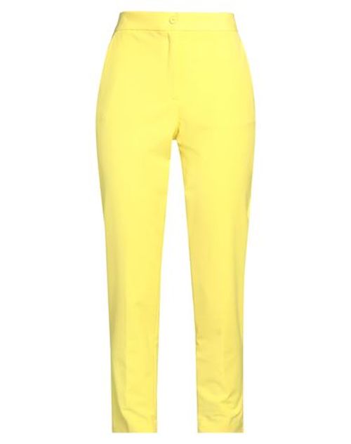 Caractère Woman Pants Yellow Size 10 Polyester, Viscose, Elastane