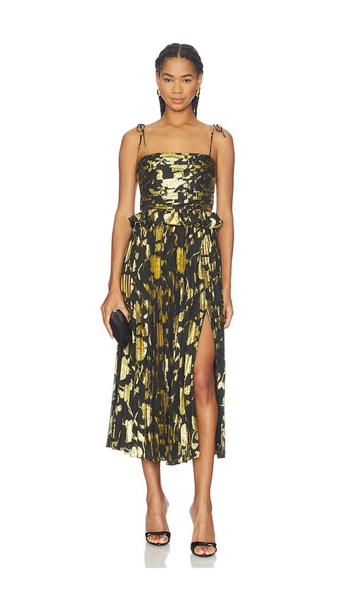 Astr the label vestido midi emerys en color negro XL también en L, M