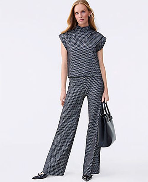 Ann Taylor The Side Zip Wide-Leg Pant in Ponte