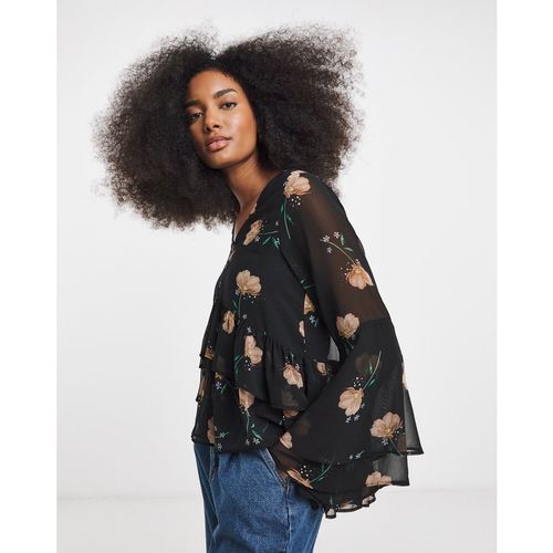 Black Floral Georgette Historical Blouse