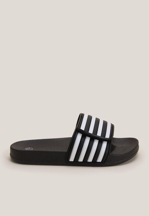 Older Boys Black Stripe Strap Slider Sandals