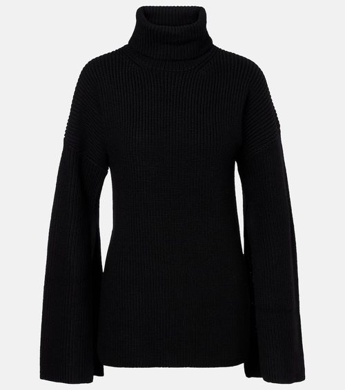 Ribbed-knit wool turtleneck sweater