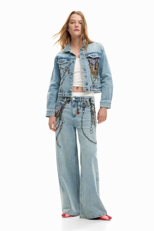 Chain denim trouser