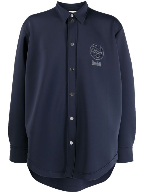 Logo-print recycled nylon shirt - Blue