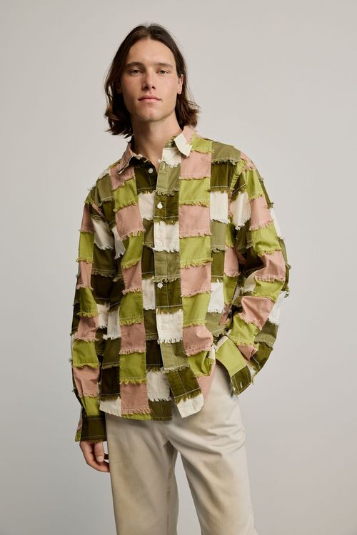 Patchwork checkered shirt