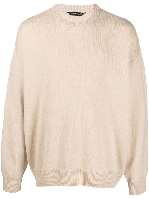 Logo-embroidered cashmere jumper - Neutrals