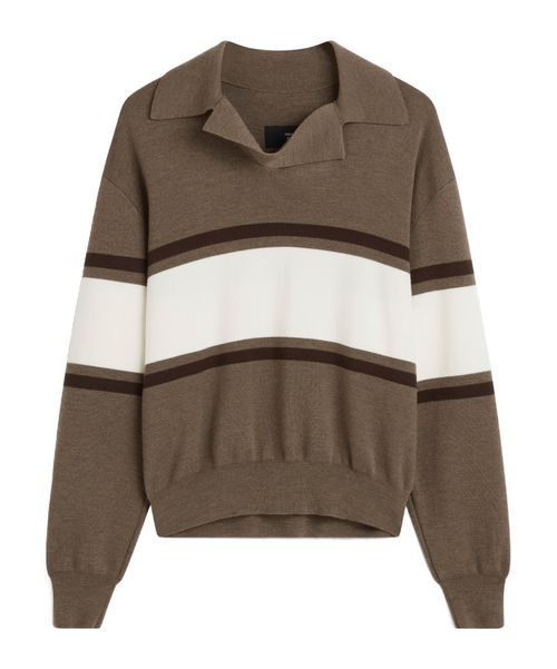 Open-front polo-collar sweater