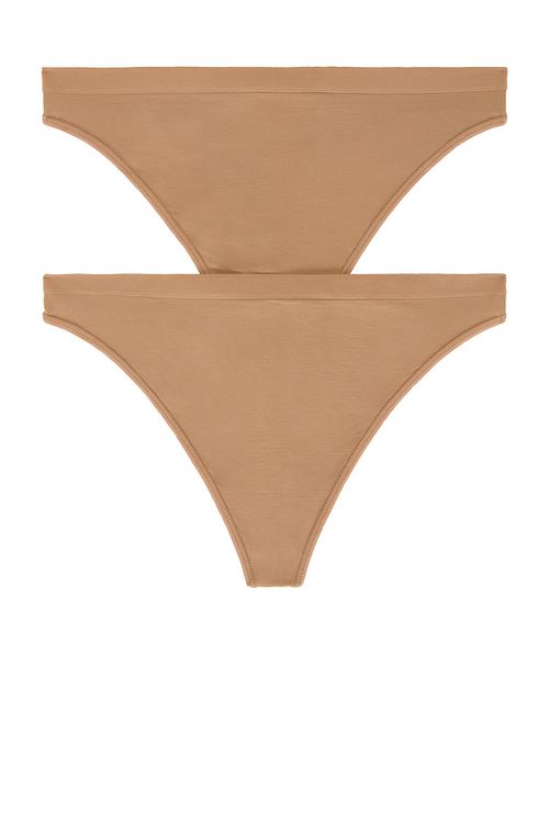 Wolford Individual Thong 2 Pack in Macchiato - Brown.  XL also in