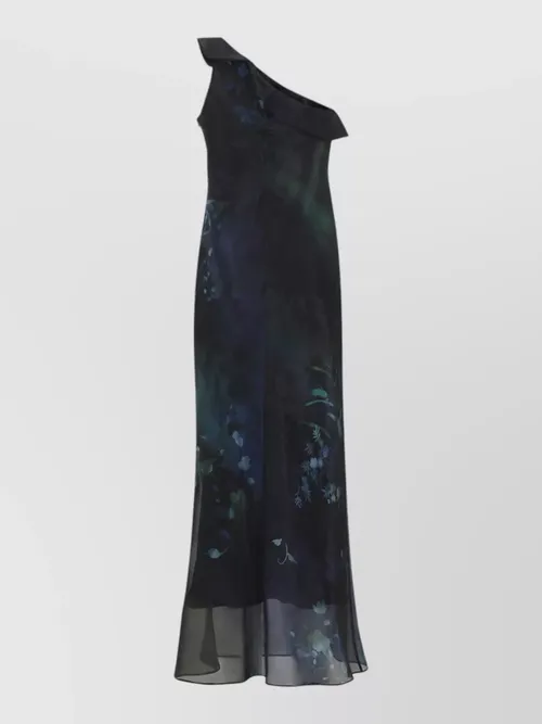 Giorgio Armani - one shoulder maxi dress floral ruffle sheer