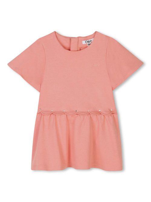 Embroidered logo cotton dress - Pink