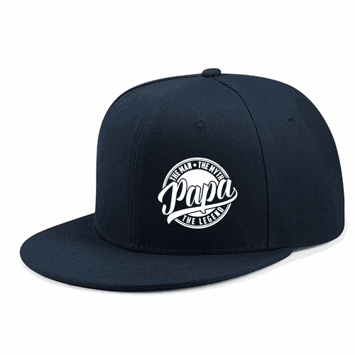 TEMU Men's Flat-brim Baseball Cap Graphic & Geometric Print - Navy Blue Snapback Adjustable Hat For Streetwear, Skateboarding, Hip-hop - Durable