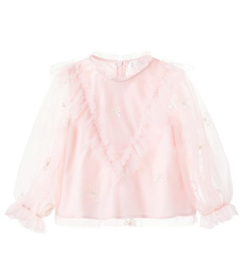 Embroidered tulle blouse