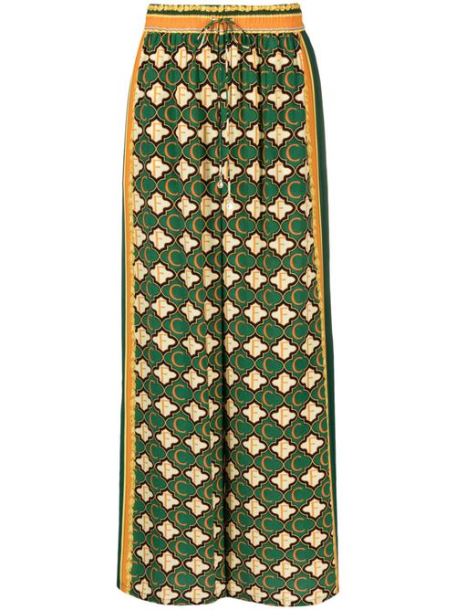 Jealousy And Jewels printed silk palazzo trousers - Green