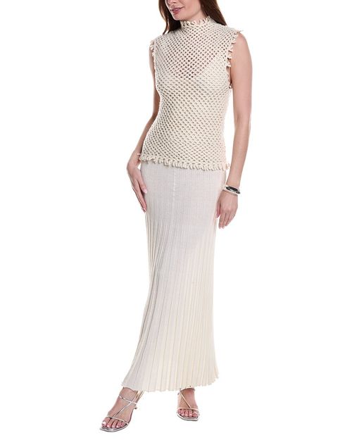 2Pc Lattice Knit Wool-Blend Tank Top & Maxi Dress