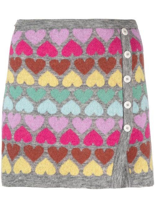 Heart-print mini skirt - Grey