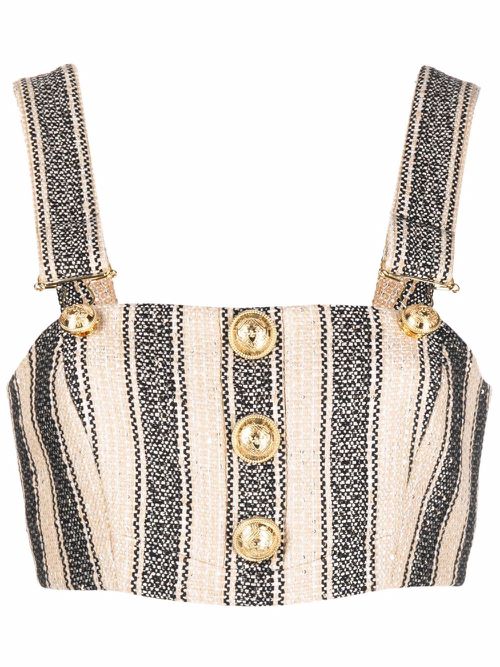Striped cropped top - Neutrals