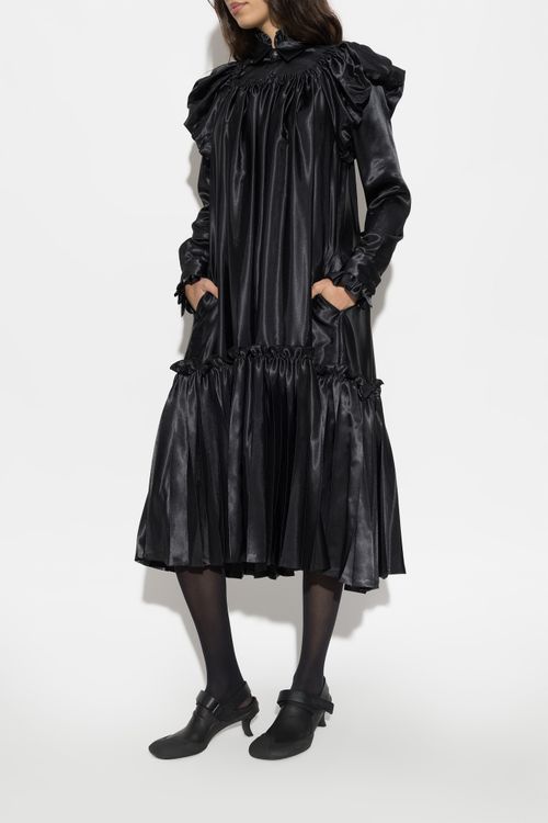 Dress With Puff Sleeves, Women's, Black