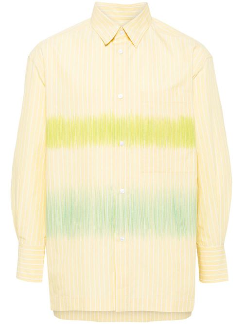 Stripe-pattern cotton-blend shirt - Yellow