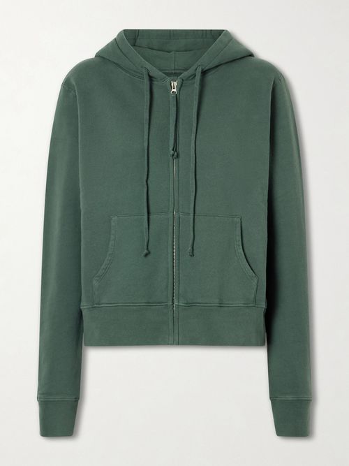 Cotton-jersey Zip-up Hoodie - Green