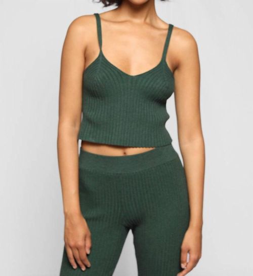 Blended Knit Corset Tank In Emerald